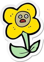 sticker van een cartoonbloem met gezicht vector