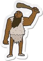sticker van een cartoon neanderthaler vector