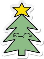 sticker van een schattige cartoon-kerstboom vector