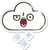 noodlijdende sticker van een schattige cartoon sneeuwwolk vector
