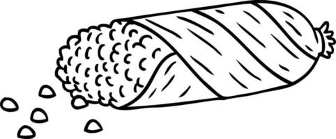 lijntekening doodle van verse maïskolven vector