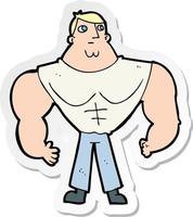 sticker van een cartoon bodybuilder vector