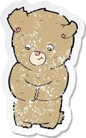 retro noodlijdende sticker van een cartoon teddybeer vector