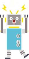 egale kleur retro cartoon defecte robot vector