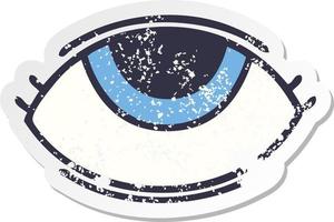 verontrust sticker van een schattig tekenfilm oog op zoek omhoog vector