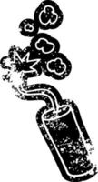 grunge icoon tekening van een lit dynamiet stok vector