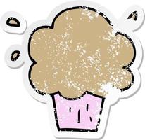 noodlijdende sticker van een cartoon cupcake vector