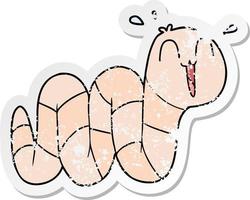 verontrust sticker van een tekenfilm nerveus worm vector