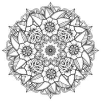 cirkelvormig patroon in de vorm van mandala voor henna, mehndi, tatoeage, decoratie. decoratief ornament in etnische oosterse stijl. kleurboek pagina. vector