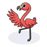 schattig weinig roze flamingo tekenfilm poseren vector