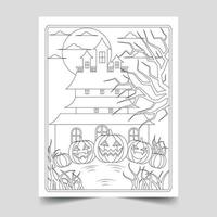 halloween kleur Pagina's illustratie voor kinderen en volwassenen, hand- getrokken halloween illustratie vector