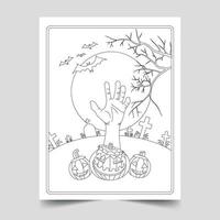 halloween kleur Pagina's illustratie voor kinderen en volwassenen, hand- getrokken halloween illustratie vector