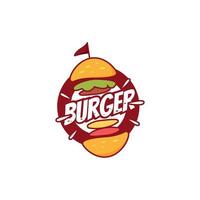 hamburger logo. heerlijk gelukkig pret voedsel belegd broodje restaurant hamburger symbool icoon illustratie vector