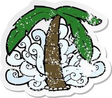 retro verontrust sticker van een tekenfilm palm boom symbool vector