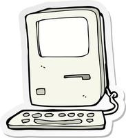 sticker van een cartoon oude computer vector