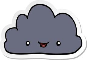 sticker van een cartoon kleine gelukkige wolk vector