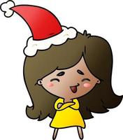 kerstverloop cartoon van kawaii girl vector