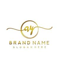 eerste ay schoonheid monogram en elegant logo ontwerp, handschrift logo van eerste handtekening, bruiloft, mode, bloemen en botanisch met creatief sjabloon. vector