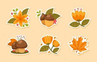 herfst bloemen stickerset collectie vector