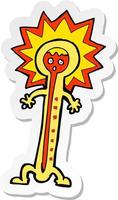 sticker van een cartoon hete thermometer vector