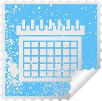 verontruste vierkante peeling sticker symbool werk kalender vector