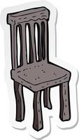 sticker van een cartoon oude houten stoel vector