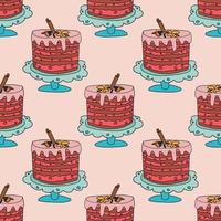 tekenfilm tekening verjaardag of bruiloft taart naadloos patroon vector