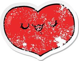 noodlijdende sticker van een cartoon liefdeshart vector