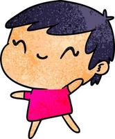 getextureerde cartoon van een schattig kawaii-meisje vector