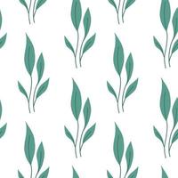 gemakkelijk fabriek naadloos patroon, vlak vector illustratie Aan wit achtergrond. botanisch element met groen bladeren. elegant bloem, bloemen behang. Super goed voor omhulsel papier.
