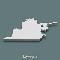 3d isometrische kaart van Memphis is een stad van Verenigde staten vector