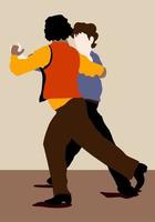 vector geïsoleerd illustratie van twee mannen dansen tango.