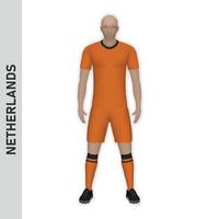 3d realistisch voetbal speler model. Nederland Amerikaans voetbal team uitrusting vector