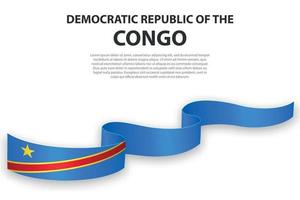 golvend lint of banier met vlag van democratisch republiek Congo vector