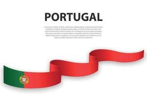 zwaaiend lint of spandoek met vlag van portugal vector