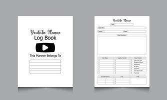 ontwerper log boek interieur. video schema en tracker notebook. ontwerper sjabloon interieur ontwerp vector