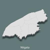 3d isometrische kaart van niigata is een stad van Japan vector