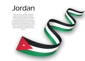 golvend lint of banier met vlag van Jordanië. sjabloon voor indepe vector