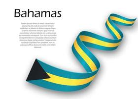 golvend lint of banier met vlag van Bahamas. sjabloon voor indep vector