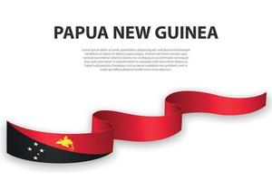 golvend lint of banier met vlag van Papoea nieuw Guinea vector