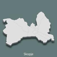 3d isometrische kaart van Skopje is een stad van noorden Macedonië vector