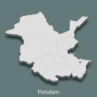 3d isometrische kaart van potsdam is een stad van Duitsland vector