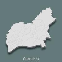 3d isometrische kaart van guarulhos is een stad van Brazilië vector