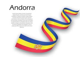 zwaaiend lint of spandoek met vlag van andorra vector