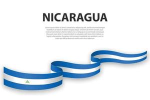 zwaaiend lint of spandoek met vlag van nicaragua vector
