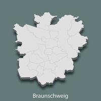 3d isometrische kaart van braunschweig is een stad van Duitsland vector