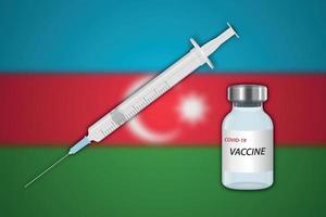 injectiespuit en vaccin flacon Aan vervagen achtergrond met Azerbeidzjan vlag vector