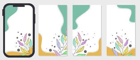 reeks van natuurlijk thema sociaal media verhaal Hoes Sjablonen. mooi en elegant ontwerp met hand- getrokken bloemen elementen vector