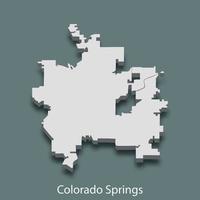 3d isometrische kaart van Colorado veren is een stad van Verenigde staten vector