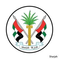 jas van armen van Sharjah is een Verenigde Arabisch emiraten regio. vector